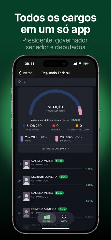 Tela do app Resultado Eleições 2026